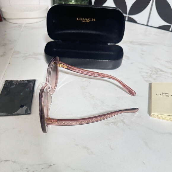 Coach | Transparent Pink Iridescent Sunglasses with - Picture 10 of 13